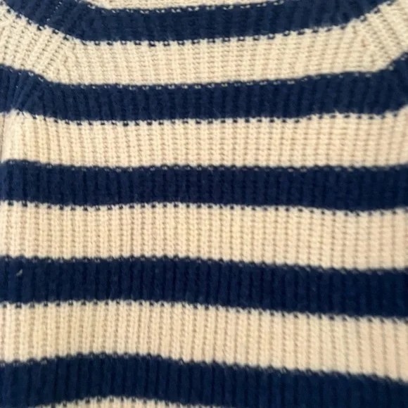 Anthropologie Navy and Cream Striped Turtleneck Sweater - Picture 12 of 14